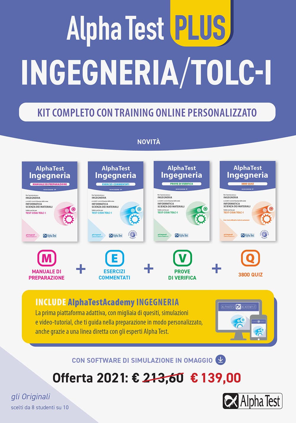 Alpha Test plus. Ingegneria. Kit completo di preparazione con training on line personalizzato