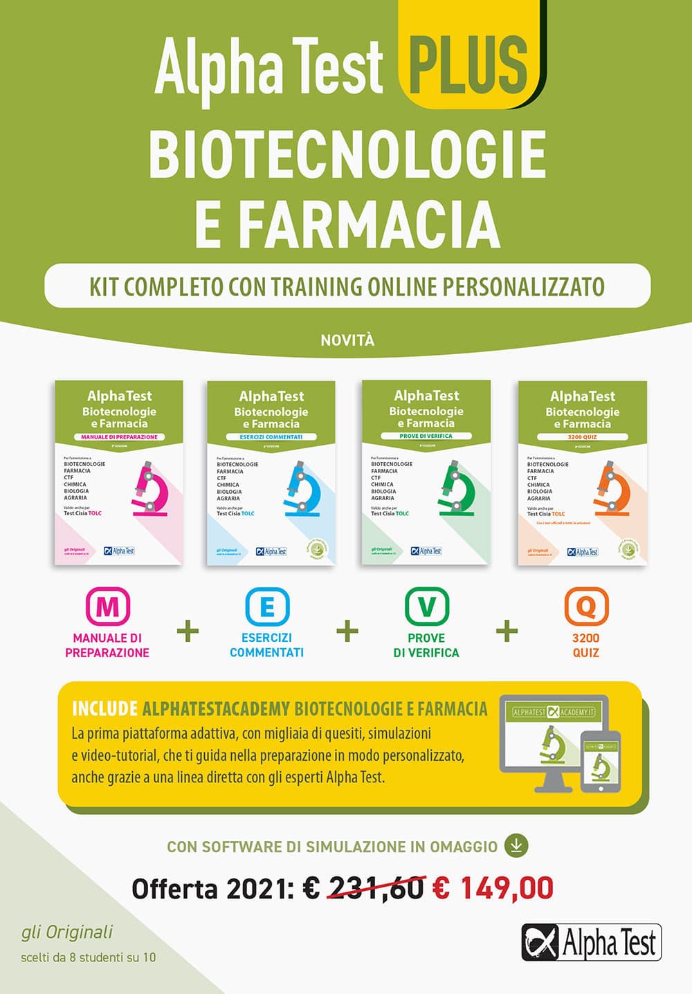 Alpha Test plus. Biotecnologie e farmacia. Kit completo di preparazione con training on line personalizzato