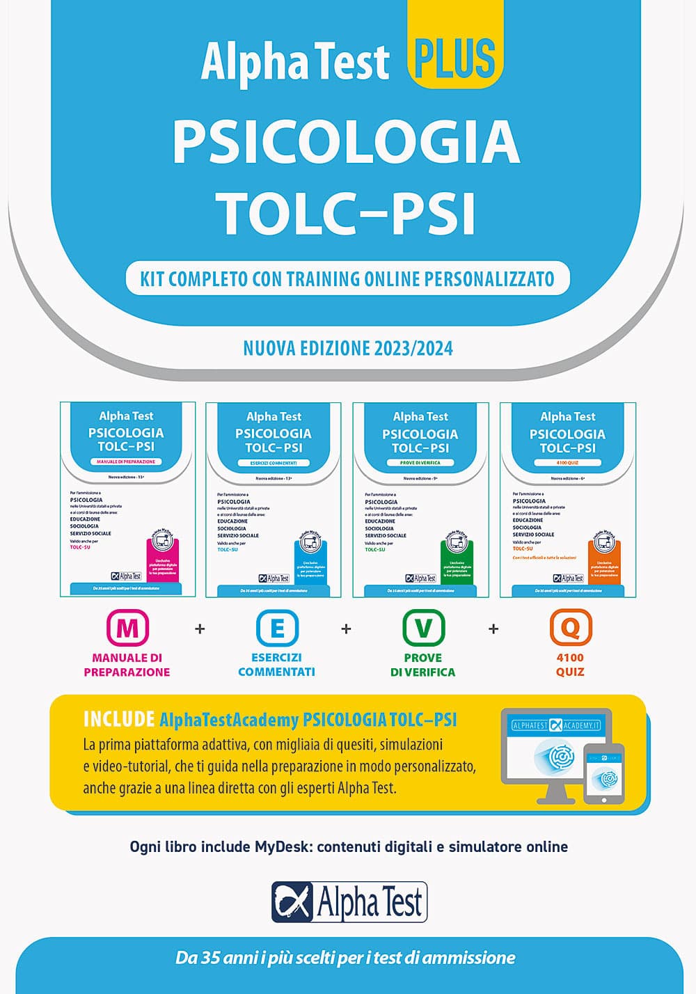 Alpha Test plus psicologia TOLC-PSI. Kit completo di preparazione con training on line personalizzato
