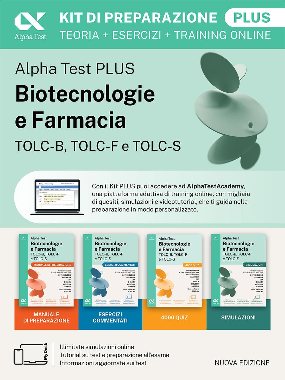 Alpha Test Plus Biotecnologie e Farmacia TOLC-B, TOLC-F e TOLC-S. Kit di preparazione Plus. Edizione 2026/2027. Per TOLC-B, TOLC-F, TOLC-S, TOLC-AV