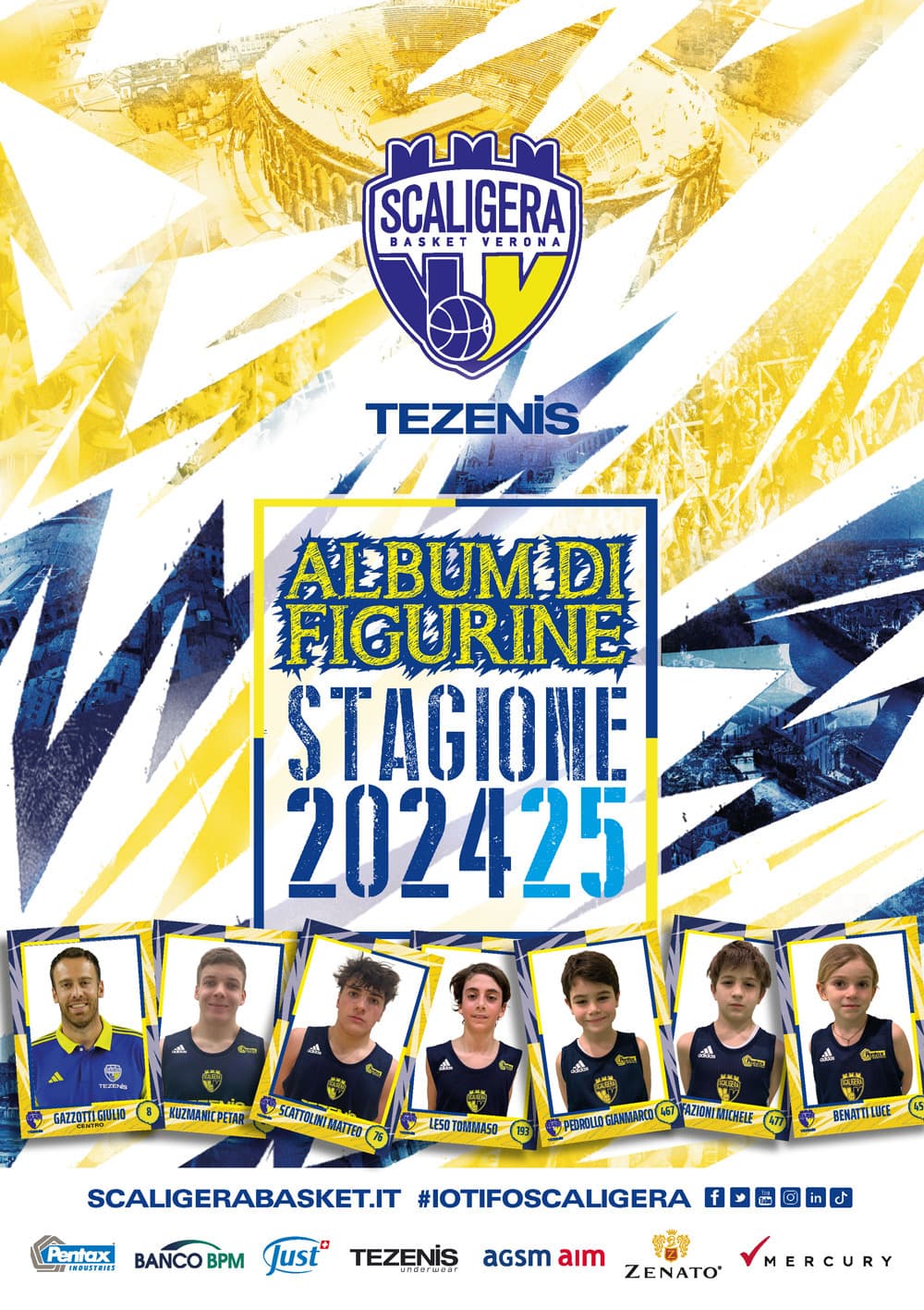 Album di figurine Scaligera Basket Stagione 2024/2025. Album con figurine stampate direttamente sulle pagine