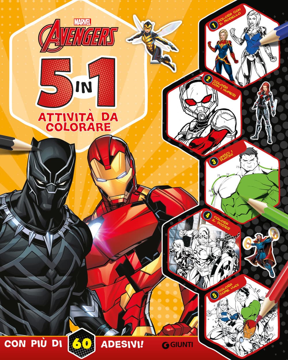 5 in 1 attività da colorare. Avengers. Con adesivi
