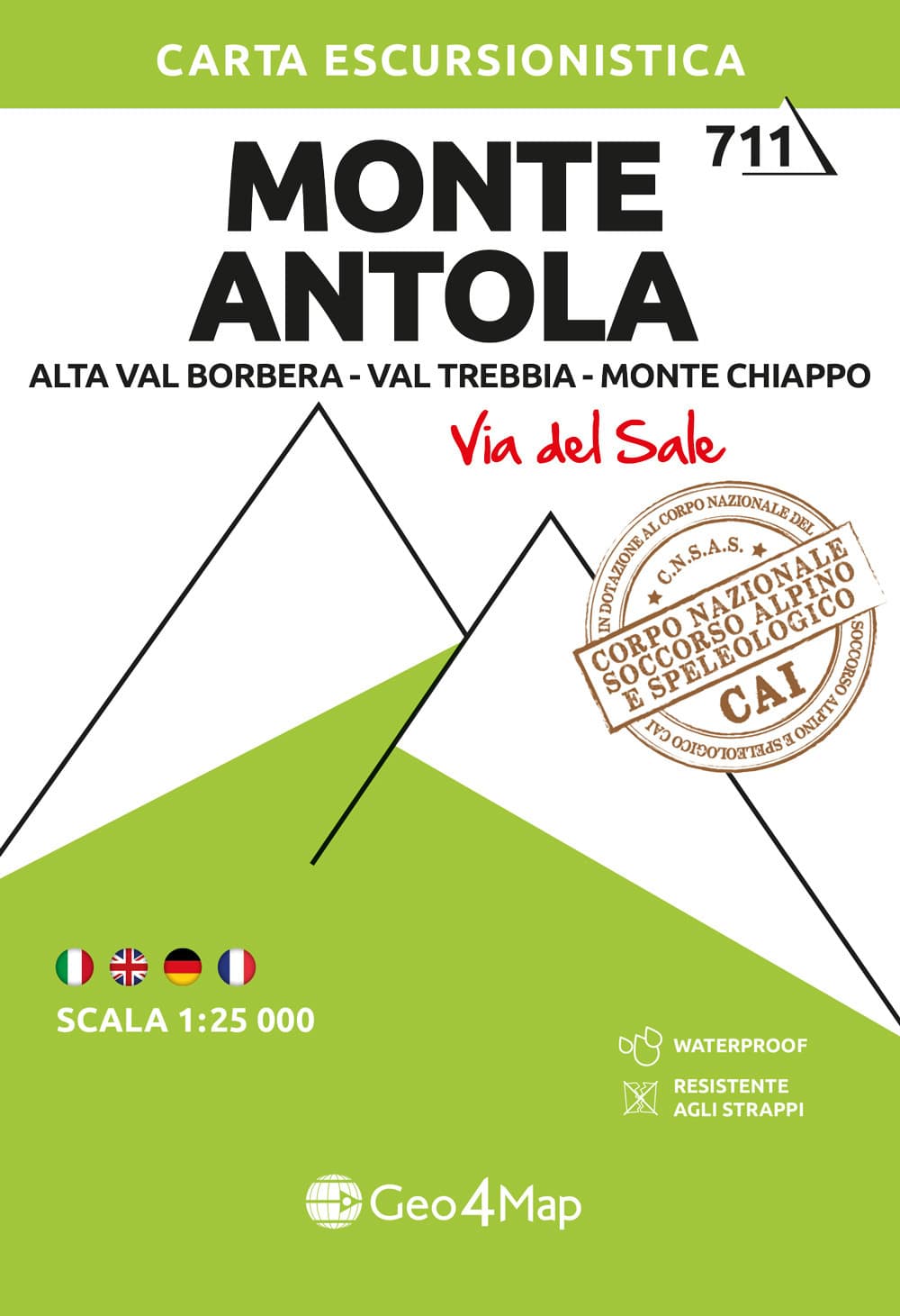 711 Monte Antola Alta Val Borbera - Val Trebbia - Monte Chiappo (Via del Sale). Carta escursionistica 1:25.000