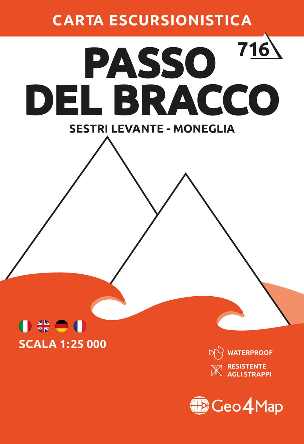 716 Passo del Bracco - Sestri Levante - Moneglia. Carta escursionistica 1:25.000