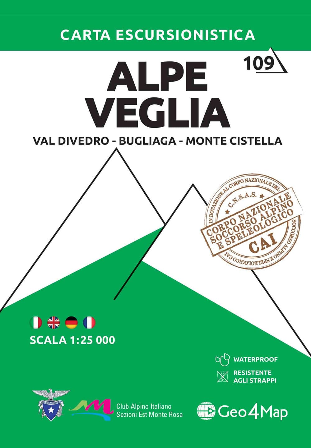 109 Alpe Veglia, Val Divedro, Bugliaga e Monte Cistella. Carta escursionistica 1:25.000