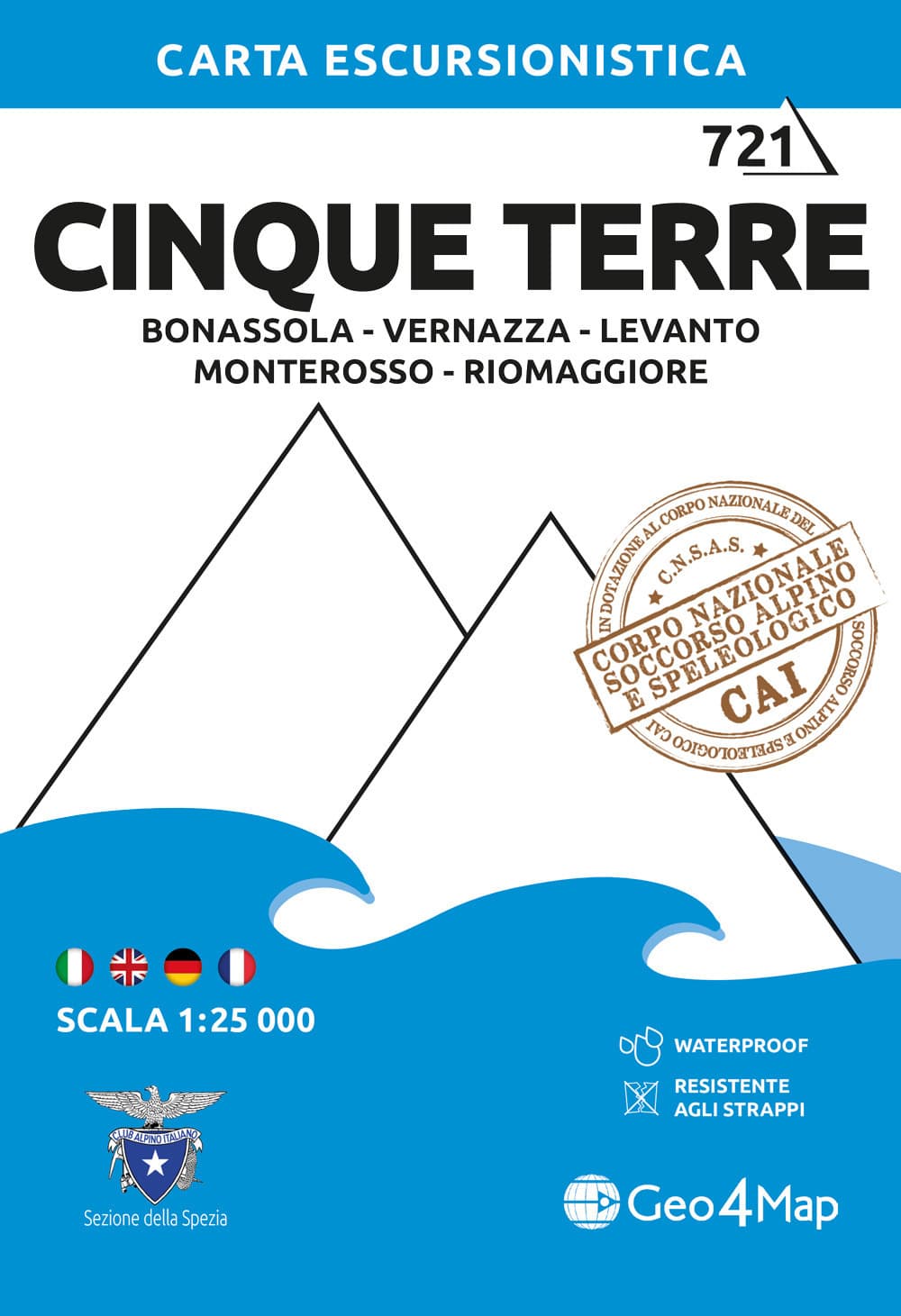 721 Cinque Terre: Bonassola, Vernazza, Levanto, Monterosso, Rio Maggiore. Carta escursionistica 1:25.000
