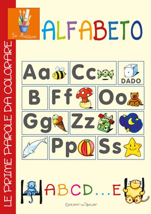 Alfabeto abcd... e. Le prime parole da colorare
