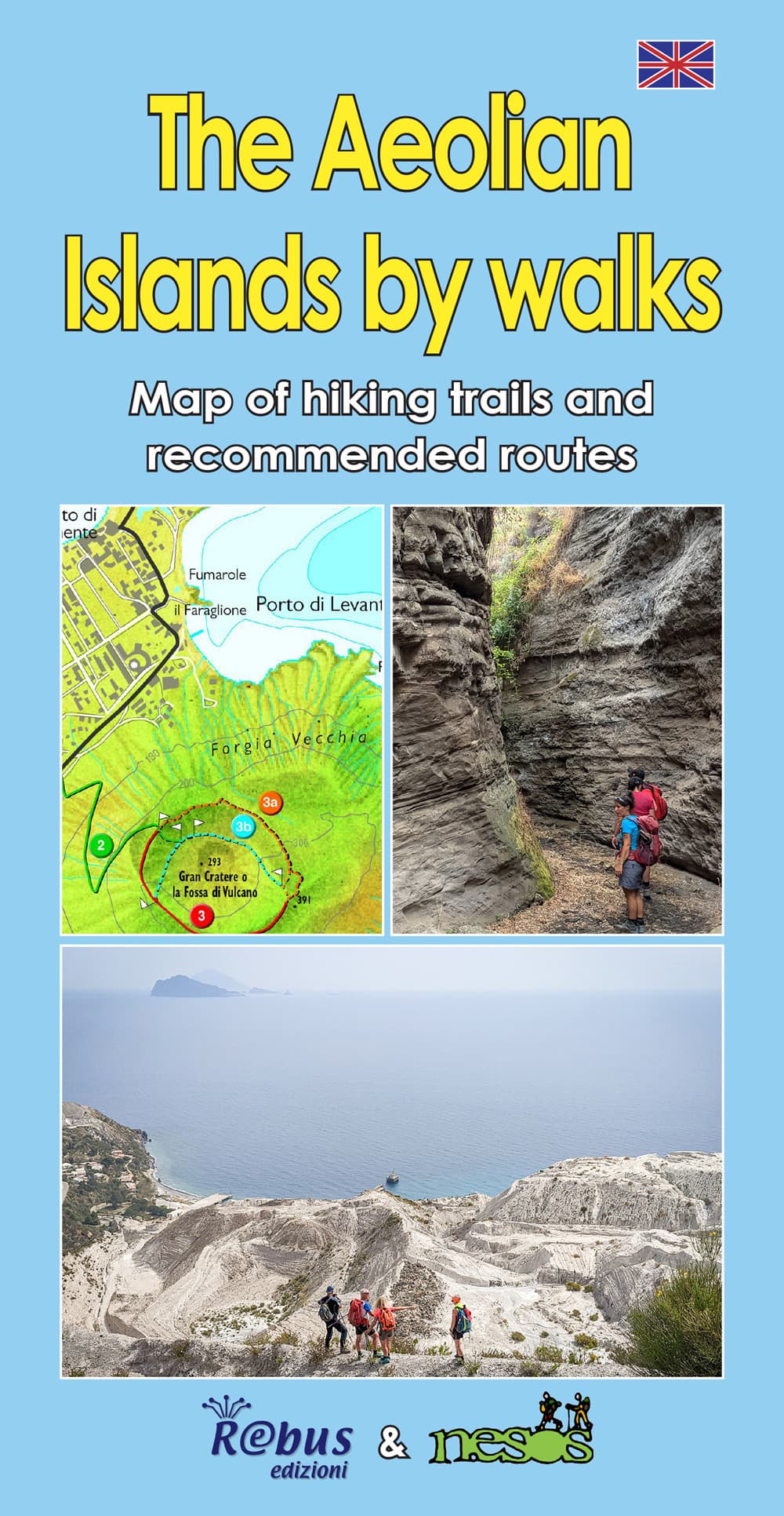 Aeolian Islands by walks. Map of hiking trails and recommended routes